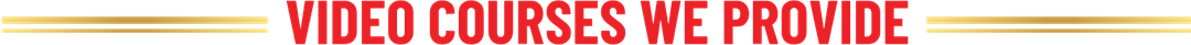 "Video Courses We Provide" header with golden and red line accents